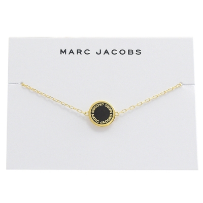 MARC JACOBS Logo圓牌細鍊手鍊(淡金/黑)