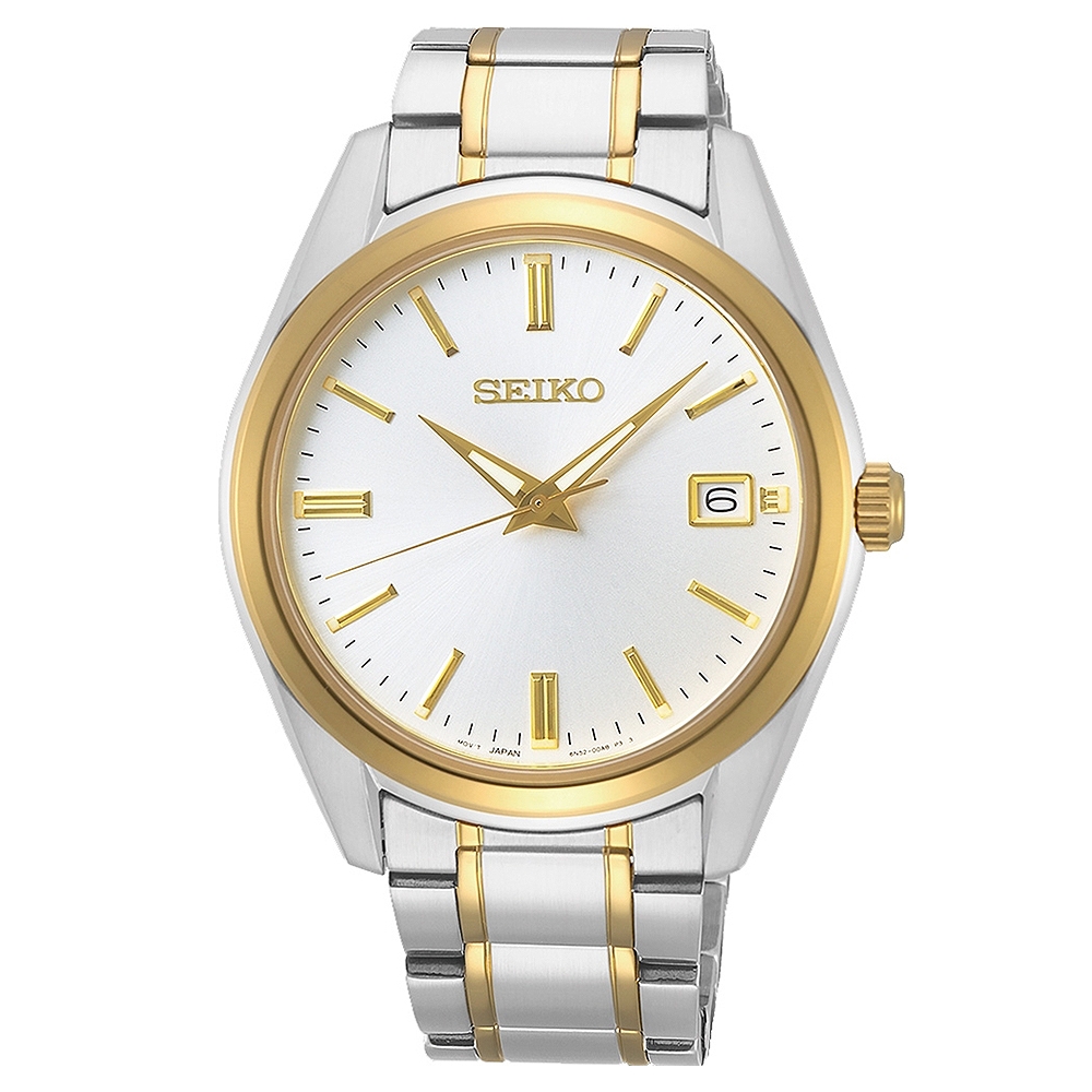 SEIKO 精工 CS 簡約時尚手錶(SUR312P1)-銀x雙色39mm SK014