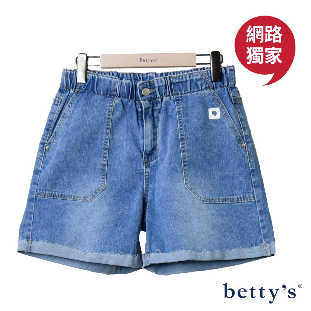 betty’s網路款　中大尺碼XL-3L寬鬆舒適彈性牛仔短褲(藍色)