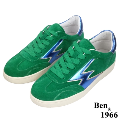 Ben&1966高級牛猄皮復古酷炫休閒鞋-草綠(238102)