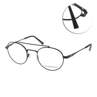 EMPORIO ARMANI光學眼鏡 復古雙槓圓框款/霧黑 #EA1125 3001