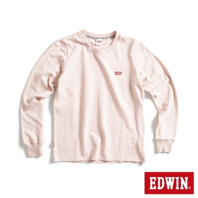 EDWIN 露營系列 背後富士山營地LOGO長袖T恤-女-淺粉紅