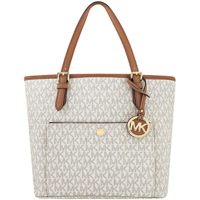 MICHAEL KORS Jet Set LOGO PVC托特包(白色)