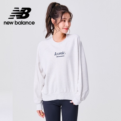 [New Balance]電繡Iconic長袖上衣_女性_米灰色_AWT31557SAH