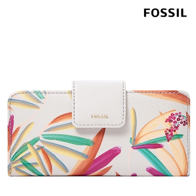 FOSSIL Madison 多層扣式長夾-熱帶彩葉 SWL2767142