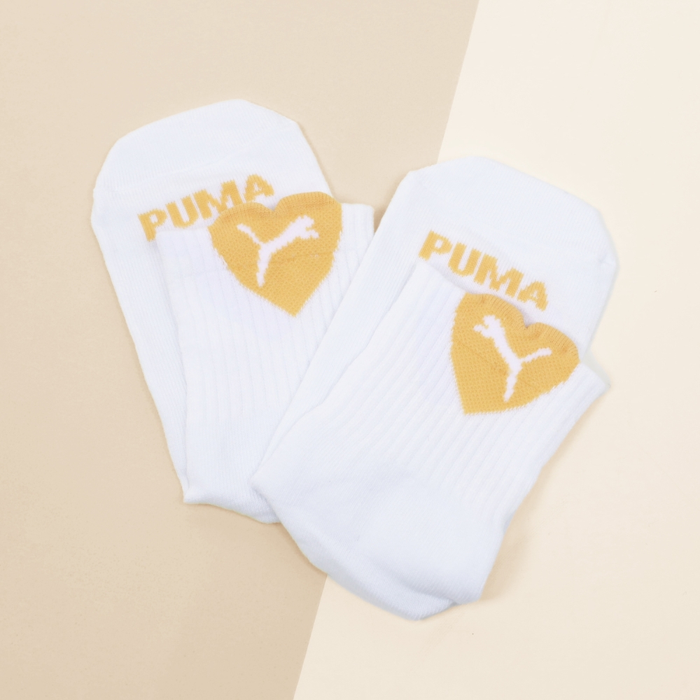 Puma 踝襪 Fashion 白 黃 愛心 中筒 休閒襪 襪子 單雙入 BB143005