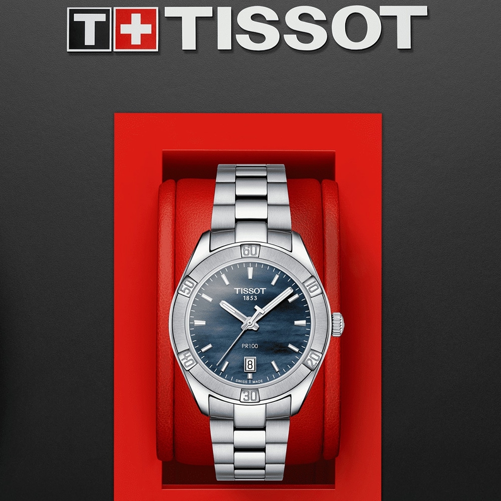 TISSOT 天梭 官方授權 PR 100經典珍珠貝母錶盤女錶(T1019101112100)36mm