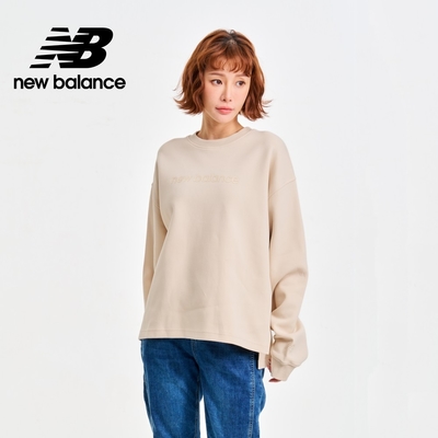【New Balance】 前短後長太空棉長袖上衣_女性_杏色_WT41556LIN