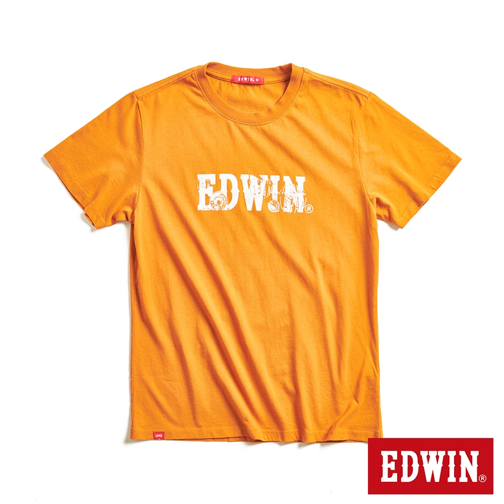 EDWIN 網路獨家 手繪立扣LOGO短袖T恤-中性-黃褐色