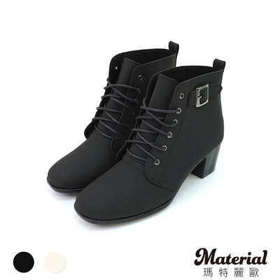 Material瑪特麗歐【全尺碼23-27】女鞋 靴子 MIT簡約素面綁帶短靴 T3897