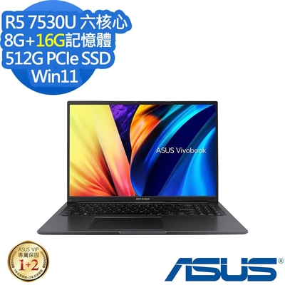 ASUS M1605YA 16吋效能筆電 (Ryzen 5 7530U/8G+16G/512G PCIe SSD/Vivobook 16/搖滾黑/特仕版)