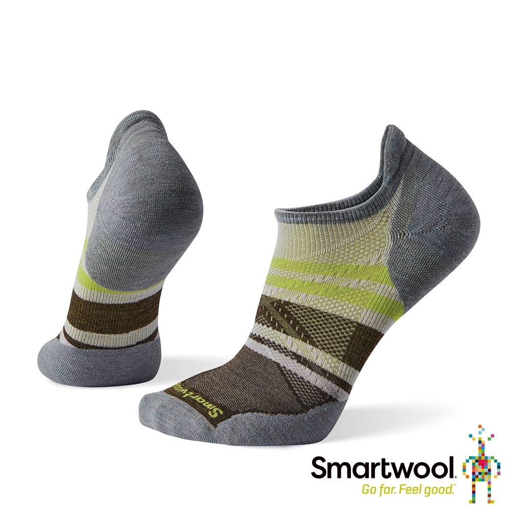 官方直營 Smartwool PhD跑步輕量菁英減震型印花踝襪 塵灰色