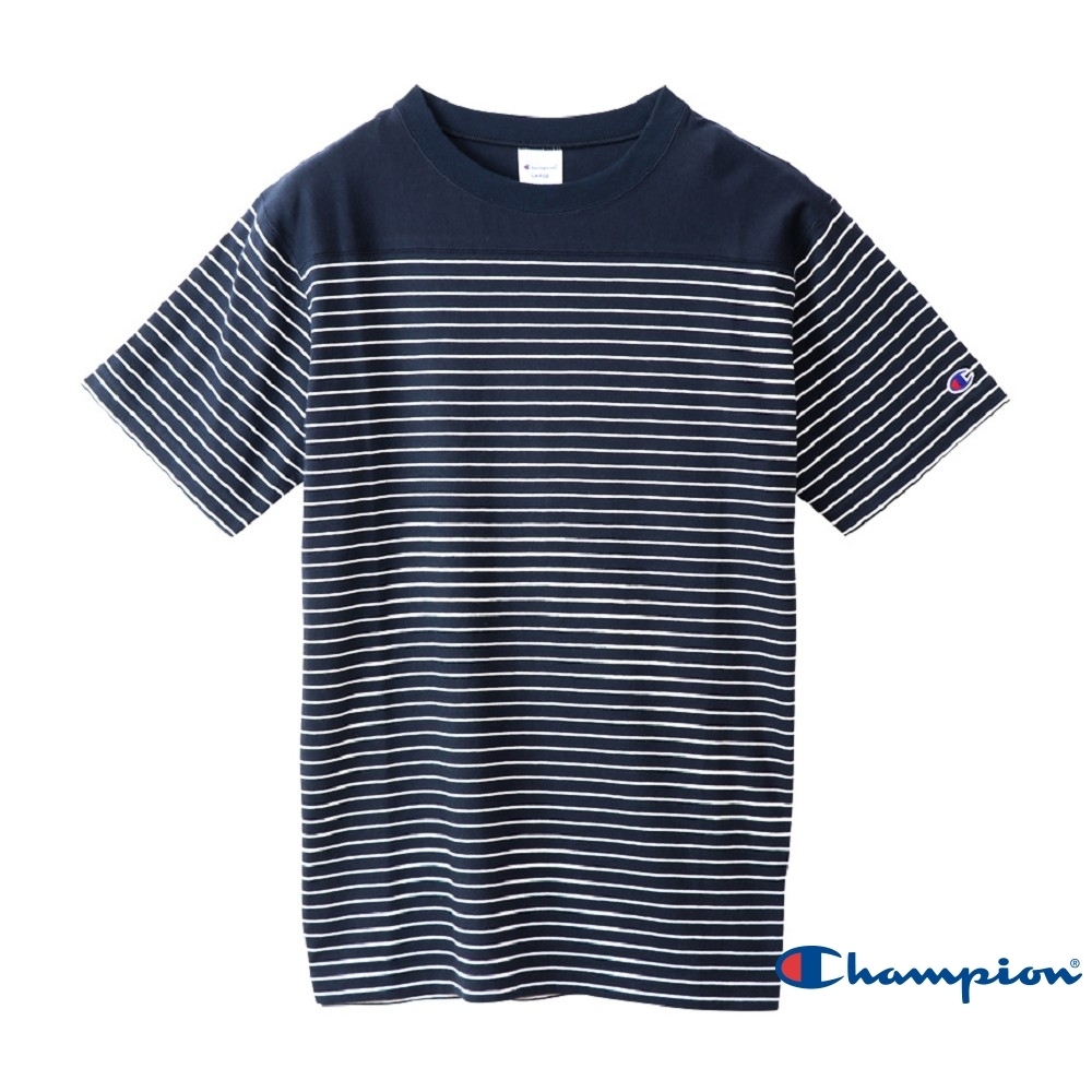 Champion Basic拼接條紋短Tee 深藍色