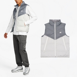 Nike 背心 Windrunner 男款 灰 白 保暖 拉鍊口袋 雙向拉鍊 立領 羽絨 風衣 外套 DV1136-084