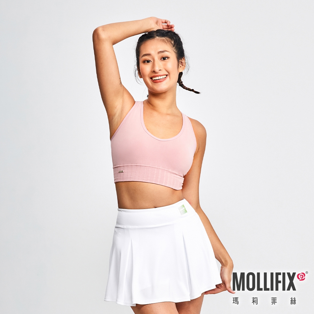 Mollifix 瑪莉菲絲 A++V領挖背升級包覆BRA(灰粉)瑜珈服、無鋼圈、開運內衣