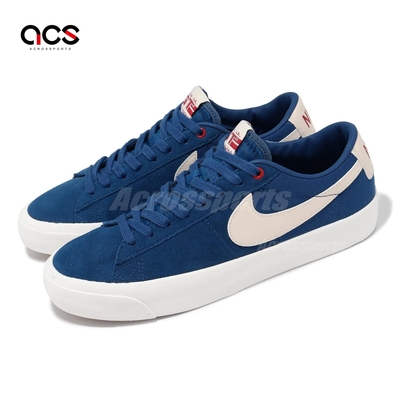 Nike 滑板鞋 SB Zoom Blazer Low Pro GT 男鞋 藍 米白 麂皮 氣墊 板鞋 運動鞋 DC7695-403