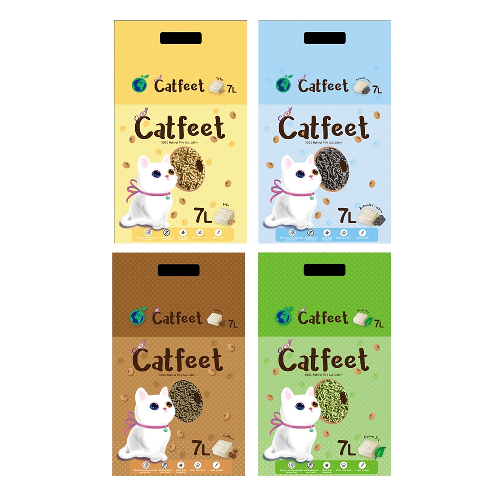 【2入組】CAT FEET天然環保豆腐砂-四種香味 7L (購買第二件贈送我有貓1包)