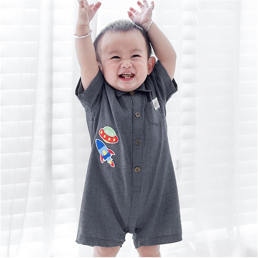 Baby童衣 仿牛仔帥氣翻領短袖連身衣 90032 product image 1