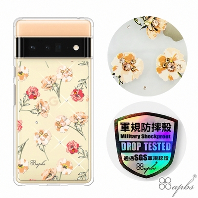 apbs Google Pixel 6 Pro 輕薄軍規防摔水晶彩鑽手機殼-小清新-玫瑰園