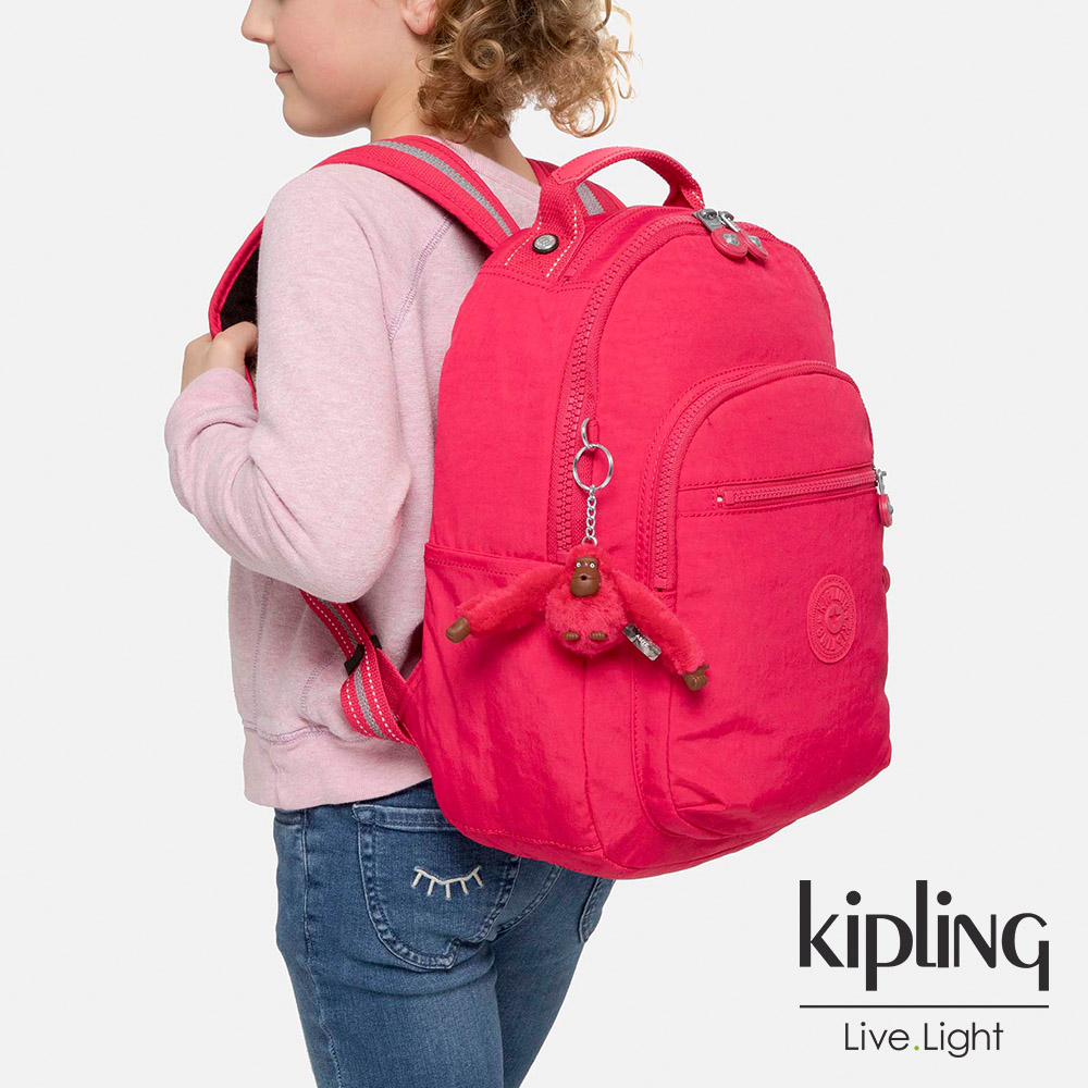 Kipling 經典桃紅機能手提後背包-SEOUL GO S-ESSENTIAL系列