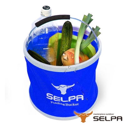 韓國SELPA 收納大容量可摺疊多用途水桶 藍 裝水 釣魚 露營 洗車
