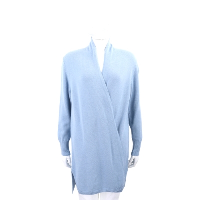 Andre Maurice 天空藍羊毛長版針織罩衫 外套