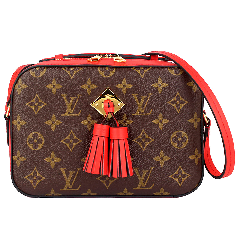 LV M43556 Monogram 經典LV花紋紅色流蘇方形手提/斜背包