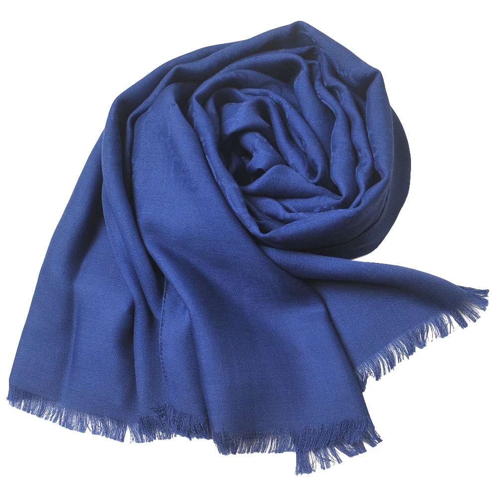 GUCCI SC GGNET GG LOGO 義大利製羊毛混絲質寬版披肩/圍巾(藍色)