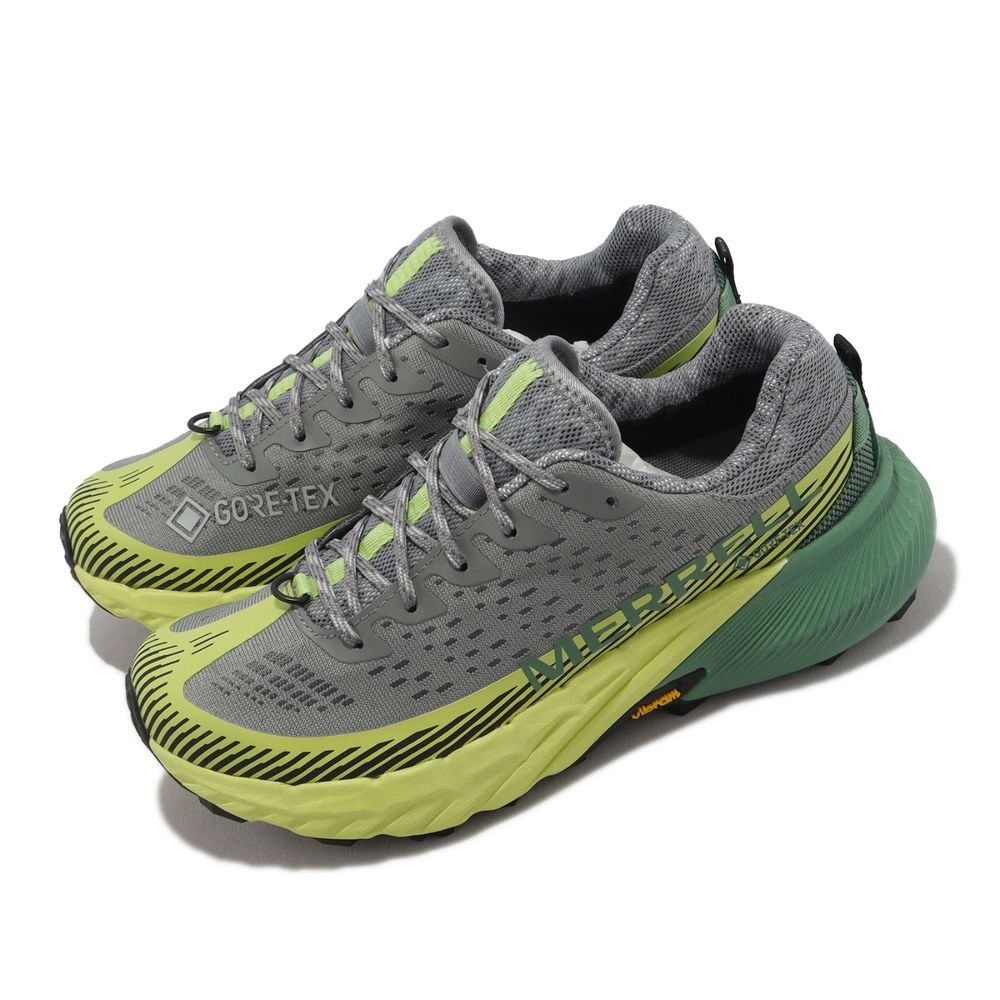 Merrell 戶外鞋 Agility Peak 5 GTX 女鞋 灰 綠 防水 黃金大底 郊山 登山 越野 ML067792