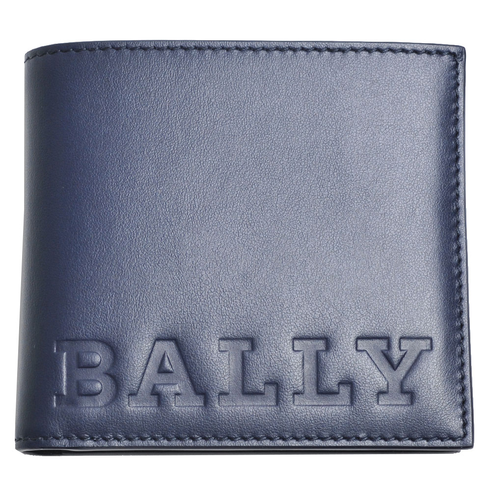 BALLY BRASAI BOLD 義大利製品牌LOGO壓印牛皮八卡短夾(深藍)