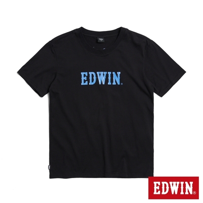 EDWIN 高低差LOGO短袖T恤-男-黑色