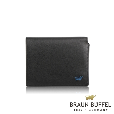 【BRAUN BUFFEL 德國小金牛】台灣總代理 新游牧族 9卡左上翻皮夾-黑色/BF342-333-BK