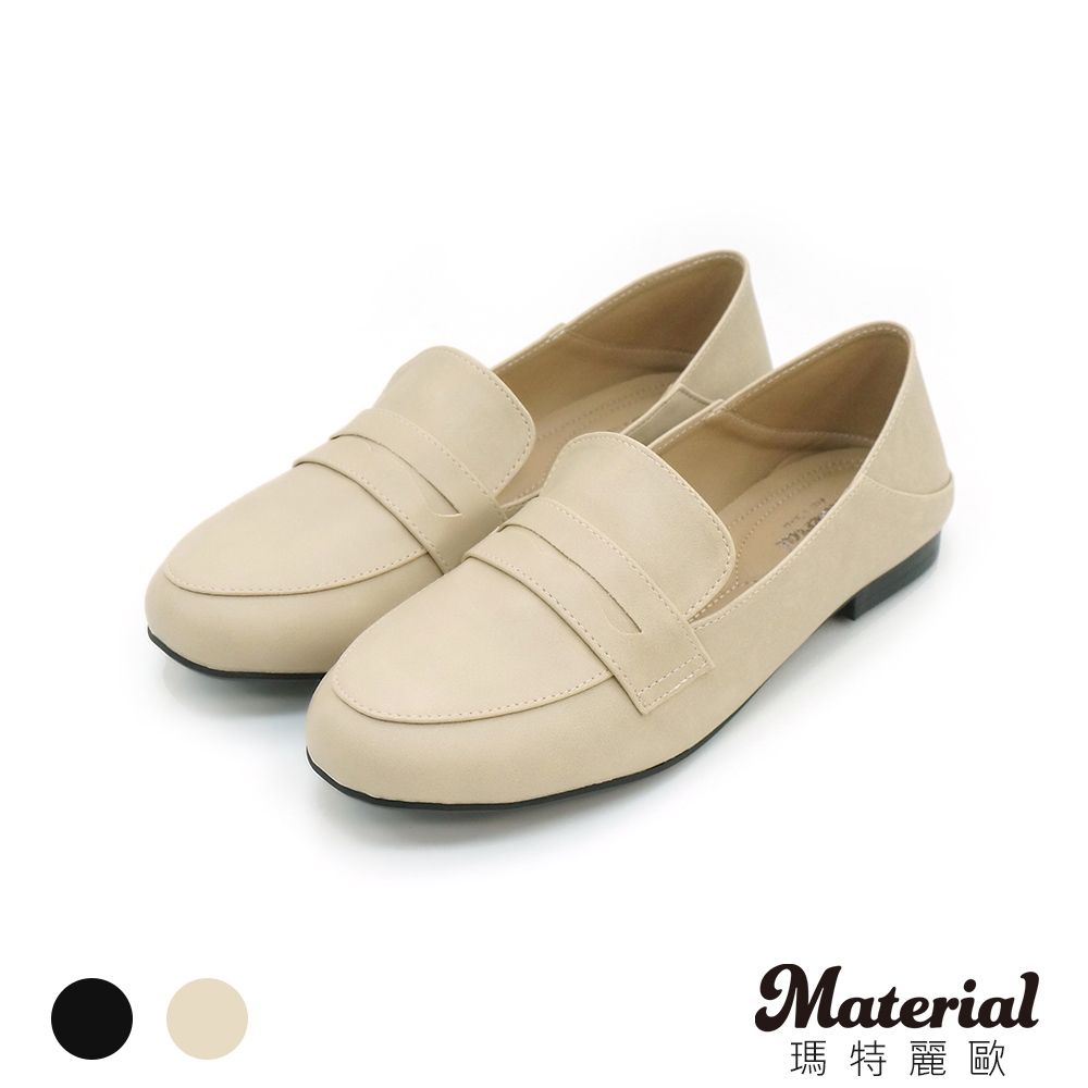 Material瑪特麗歐 樂福鞋 MIT簡約素面平底包鞋 T5492