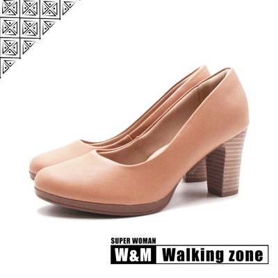 WALKING ZONE SUPER WOMAN系列 素面木紋高跟鞋 女鞋-奶茶棕