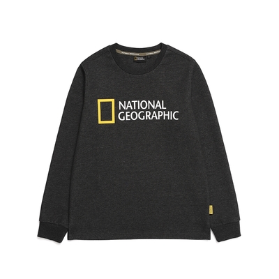 National Geographic FINUS BIG LOGO LONG SLEEVE ROUND T-SHIRTS 男女長袖上衣-炭灰-N213UTS020193