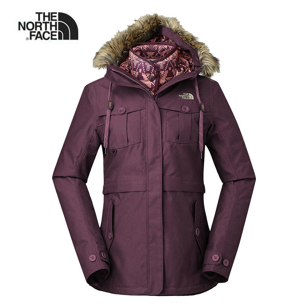 The North Face北面女款紫色防水保暖三合一外套｜3L7G2JW
