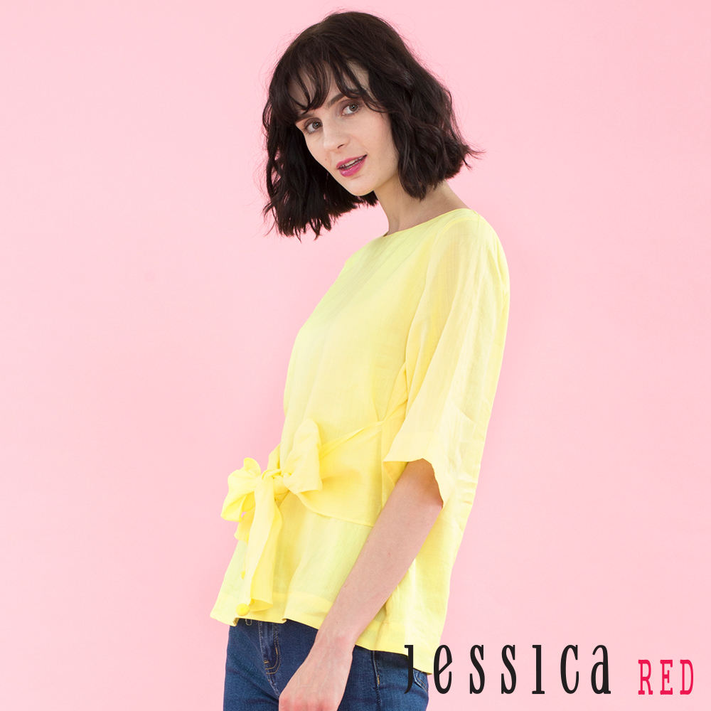 JESSICA RED - 清新綁帶設計上衣（黃）