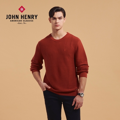 JOHN HENRY 圓領橫織紋針織衫-二色