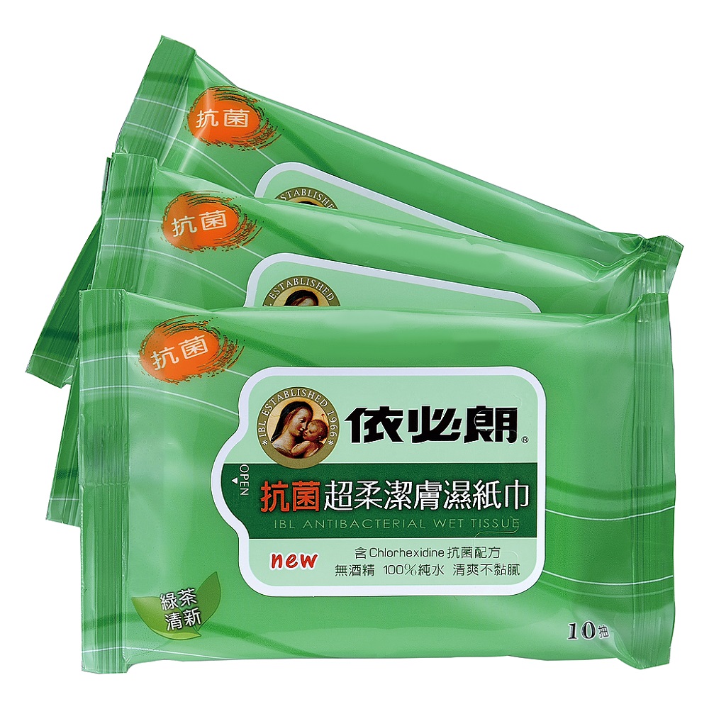 依必朗超柔潔膚濕紙巾-綠荼清新(10抽*3/組)x36入