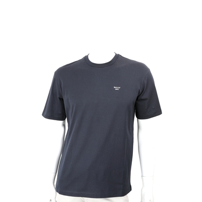 BALLY 家徽背章印花深藍色有機棉短袖TEE T恤(男款)