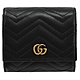 GUCCI GG Marmont 絎縫小牛皮三折扣式零錢短夾(黑-全新福利品) product thumbnail 1