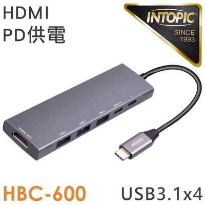 intopic 廣鼎 六合一type-c多功能集線器(hbc-600)