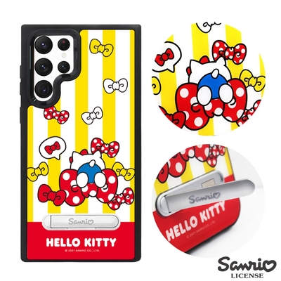 三麗鷗 Kitty Samsung Galaxy S22 Ultra / S22+ / S22 專利軍規防摔立架手機殼-蝴蝶結凱蒂