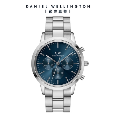 Daniel Wellington DW 手錶 Iconic Chronograph 42ｍｍ極地藍三眼精鋼錶藍錶盤 DW00100644