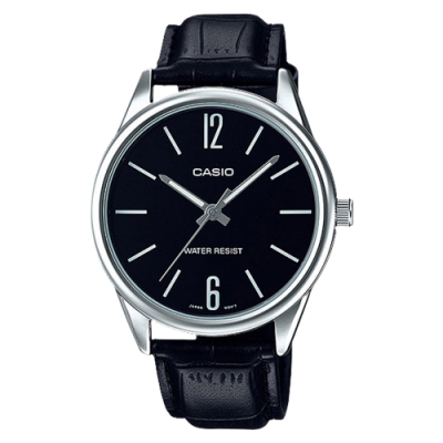 CASIO 簡約風範數字時刻皮帶腕錶(MTP-V005L-1B)-黑/40mm