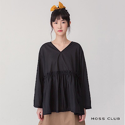 【MOSS CLUB】 娃娃裝立體摺紋造型-上衣(黑色)