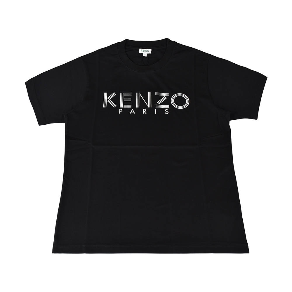 KENZO白字印花LOGO圓領純棉男仕短T(S/M/L/XL黑)