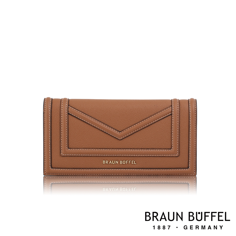 【BRAUN BUFFEL 德國小金牛】台灣總代理 凱特-A 8卡長夾-淺棕色/BF678-631-CS