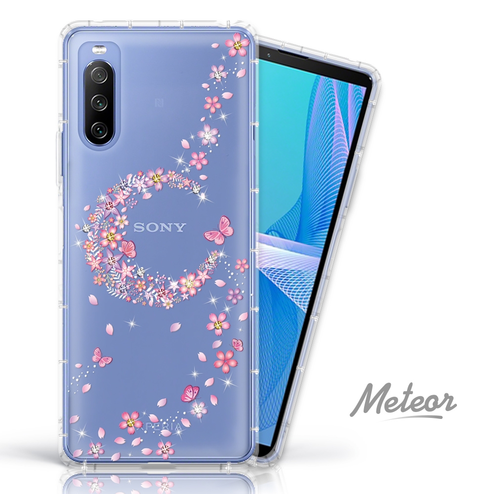 Meteor SONY Xperia 10 III 奧地利水鑽彩繪防摔殼 - 櫻月