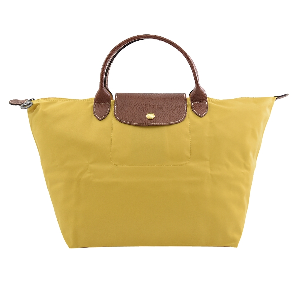 LONGCHAMP Le Pliage 經典短把手提包(黃/M)